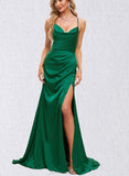 Kailey Trumpet/Mermaid Cowl Sweep Train Silky Satin Prom Dresses UKP0021418