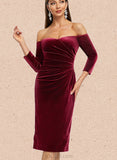 Madeline Sheath/Column Off the Shoulder Knee-Length Velvet Cocktail Dress UKP0021420