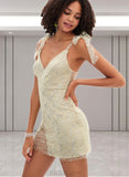 Jean Sheath/Column V-Neck Short/Mini Sequin Homecoming Dress With Sequins UKP0021444