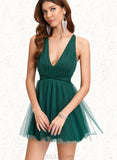 Priscilla A-line V-Neck Short/Mini Tulle Homecoming Dress UKP0021447