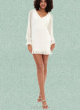 Annika Sheath/Column V-Neck Short/Mini Chiffon Homecoming Dress With Cascading Ruffles UKP0021452