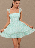 Stella A-line Straight Short/Mini Chiffon Homecoming Dress With Floral Print UKP0021467