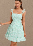 Stella A-line Straight Short/Mini Chiffon Homecoming Dress With Floral Print UKP0021467