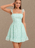 Stella A-line Straight Short/Mini Chiffon Homecoming Dress With Floral Print UKP0021467