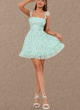 Stella A-line Straight Short/Mini Chiffon Homecoming Dress With Floral Print UKP0021467