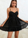 Evelyn A-line Sweetheart Short/Mini Polyester Homecoming Dress With Bow UKP0021470