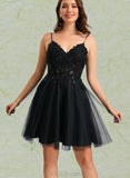 Brielle A-line V-Neck Short/Mini Tulle Homecoming Dress UKP0021471