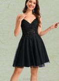 Brielle A-line V-Neck Short/Mini Tulle Homecoming Dress UKP0021471