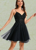 Brielle A-line V-Neck Short/Mini Tulle Homecoming Dress UKP0021471