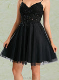 Brielle A-line V-Neck Short/Mini Tulle Homecoming Dress UKP0021471