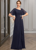 Emmy A-line Asymmetrical Floor-Length Chiffon Mother of the Bride Dress With Beading Pleated Sequins UKP0021660