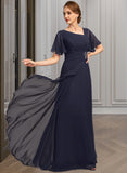 Emmy A-line Asymmetrical Floor-Length Chiffon Mother of the Bride Dress With Beading Pleated Sequins UKP0021660