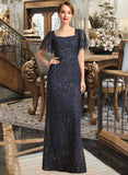 Julia Sheath/Column Square Floor-Length Lace Mother of the Bride Dress With Sequins UKP0021665