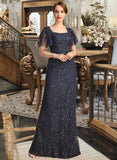 Julia Sheath/Column Square Floor-Length Lace Mother of the Bride Dress With Sequins UKP0021665