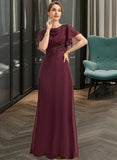 Ariel A-line Scoop Floor-Length Chiffon Mother of the Bride Dress With Appliques Lace Sequins UKP0021707