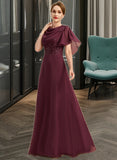 Ariel A-line Scoop Floor-Length Chiffon Mother of the Bride Dress With Appliques Lace Sequins UKP0021707