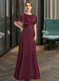 Ariel A-line Scoop Floor-Length Chiffon Mother of the Bride Dress With Appliques Lace Sequins UKP0021707