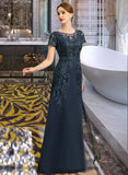 Jaylynn Sheath/Column Scoop Illusion Floor-Length Chiffon Lace Mother of the Bride Dress With Sequins UKP0021709