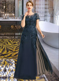 Jaylynn Sheath/Column Scoop Illusion Floor-Length Chiffon Lace Mother of the Bride Dress With Sequins UKP0021709