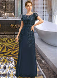 Jaylynn Sheath/Column Scoop Illusion Floor-Length Chiffon Lace Mother of the Bride Dress With Sequins UKP0021709