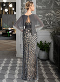 Mayra Sheath/Column Scoop Floor-Length Chiffon Lace Mother of the Bride Dress With Beading Flower Sequins UKP0021722