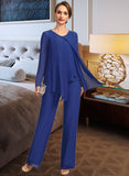 Jaylene Jumpsuit/Pantsuit Separates Scoop Floor-Length Chiffon Mother of the Bride Dress UKP0021744