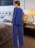 Jaylene Jumpsuit/Pantsuit Separates Scoop Floor-Length Chiffon Mother of the Bride Dress UKP0021744