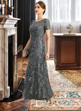 Kirsten A-line Scoop Illusion Ankle-Length Chiffon Lace Mother of the Bride Dress With Sequins UKP0021753