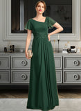 Rosa A-line Asymmetrical Floor-Length Chiffon Mother of the Bride Dress With Appliques Lace Sequins UKP0021792