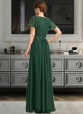 Rosa A-line Asymmetrical Floor-Length Chiffon Mother of the Bride Dress With Appliques Lace Sequins UKP0021792