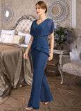 Annie Jumpsuit/Pantsuit Separates V-Neck Floor-Length Chiffon Mother of the Bride Dress With Beading Pleated Sequins UKP0021800