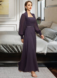 Yazmin A-line Queen Anne Ankle-Length Chiffon Mother of the Bride Dress With Beading Sequins UKP0021805