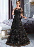 Sarai A-line Scoop Illusion Floor-Length Lace Sequin Mother of the Bride Dress UKP0021815