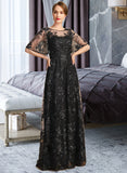 Sarai A-line Scoop Illusion Floor-Length Lace Sequin Mother of the Bride Dress UKP0021815