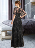 Sarai A-line Scoop Illusion Floor-Length Lace Sequin Mother of the Bride Dress UKP0021815