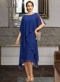 Lydia A-line Scoop Tea-Length Chiffon Mother of the Bride Dress UKP0021817