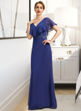 Maureen A-line V-Neck Floor-Length Chiffon Mother of the Bride Dress With Beading Appliques Lace Sequins UKP0021829