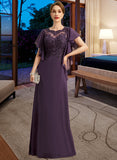 Alexa A-line Scoop Illusion Floor-Length Chiffon Lace Mother of the Bride Dress UKP0021839