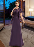 Alexa A-line Scoop Illusion Floor-Length Chiffon Lace Mother of the Bride Dress UKP0021839