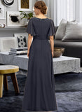 Jaelyn A-line Scoop Floor-Length Chiffon Mother of the Bride Dress With Beading Pleated Sequins UKP0021856