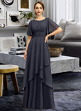 Jaelyn A-line Scoop Floor-Length Chiffon Mother of the Bride Dress With Beading Pleated Sequins UKP0021856