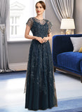 Cloe A-line Scoop Illusion Floor-Length Lace Tulle Mother of the Bride Dress With Sequins UKP0021896