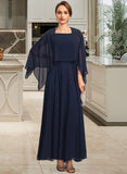 Keely A-line Square Ankle-Length Chiffon Mother of the Bride Dress With Appliques Lace Sequins UKP0021907