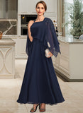 Keely A-line Square Ankle-Length Chiffon Mother of the Bride Dress With Appliques Lace Sequins UKP0021907