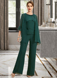 Ida Jumpsuit/Pantsuit Separates Scoop Floor-Length Chiffon Mother of the Bride Dress With Beading Sequins UKP0021913