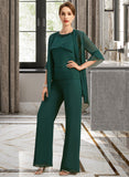 Ida Jumpsuit/Pantsuit Separates Scoop Floor-Length Chiffon Mother of the Bride Dress With Beading Sequins UKP0021913