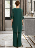 Ida Jumpsuit/Pantsuit Separates Scoop Floor-Length Chiffon Mother of the Bride Dress With Beading Sequins UKP0021913