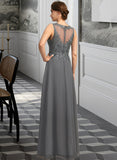 Aliya A-line Scoop Illusion Floor-Length Chiffon Lace Mother of the Bride Dress With Sequins UKP0021921