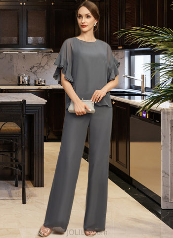 Adison Jumpsuit/Pantsuit Separates Scoop Floor-Length Chiffon Mother of the Bride Dress UKP0021940