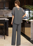 Adison Jumpsuit/Pantsuit Separates Scoop Floor-Length Chiffon Mother of the Bride Dress UKP0021940